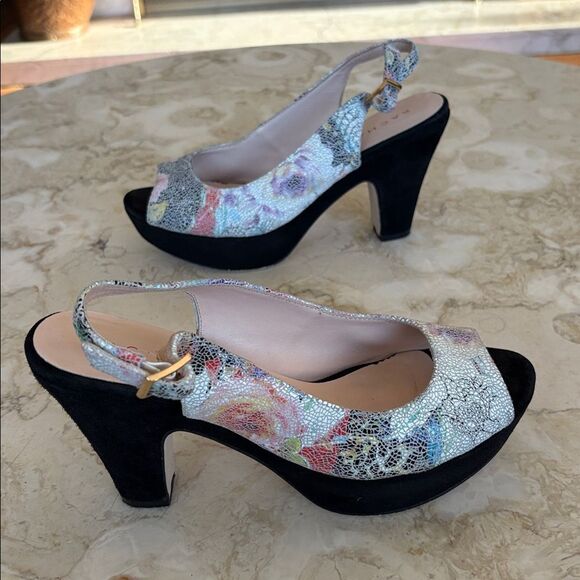 Sacha London Elga Suede Leather Open Toe Slingback Platform Heels - Picture 4 of 11